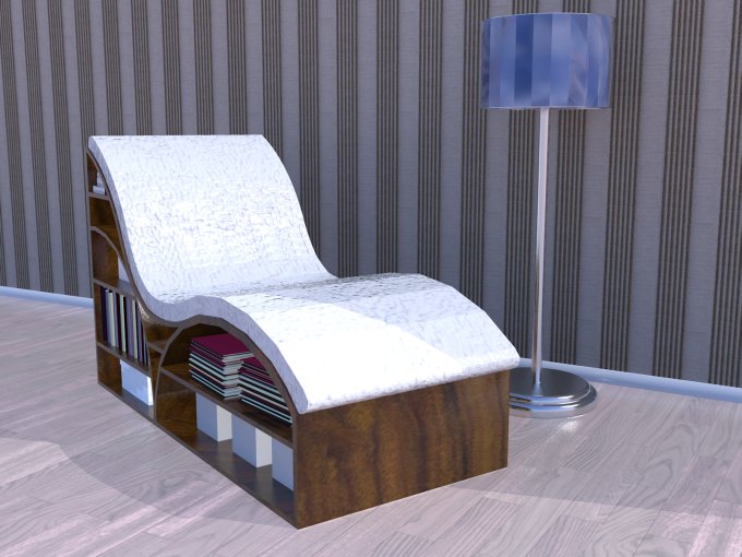 Chaise 24, striped wallpaper