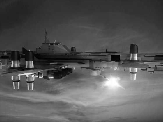 Shooting cannon, b&w