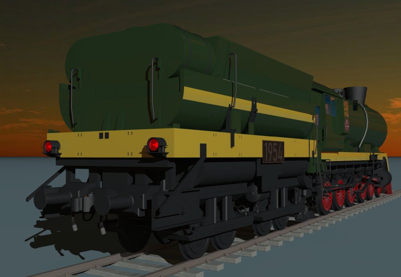 Sunset, lights on, rear view