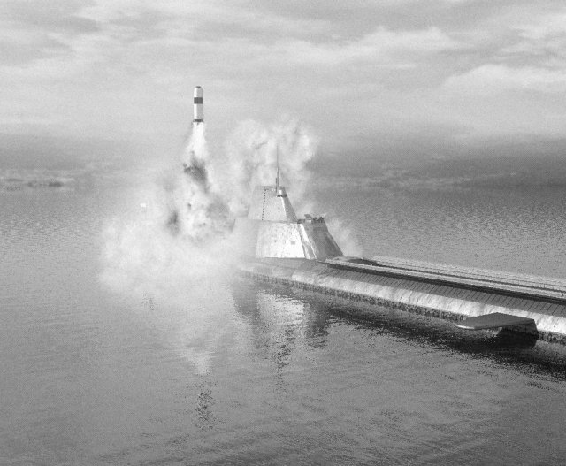 Missile launch in B&W