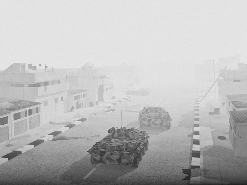 With morning fog, black & white