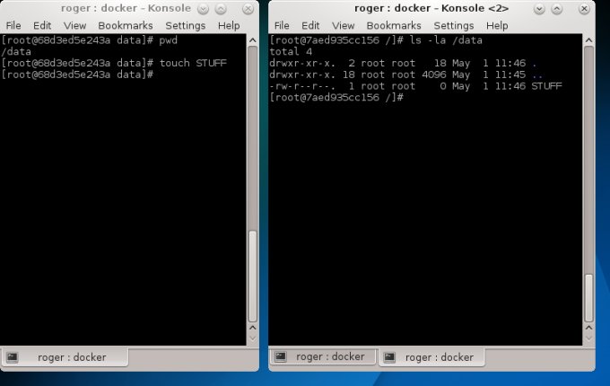 Two containers, same data