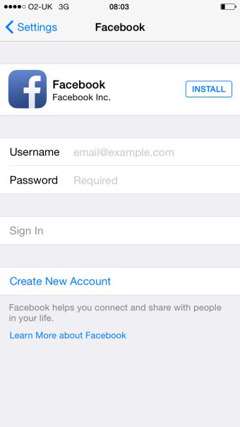 Facebook not installed