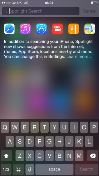Spotlight search options