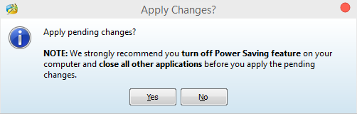 Warning on power options