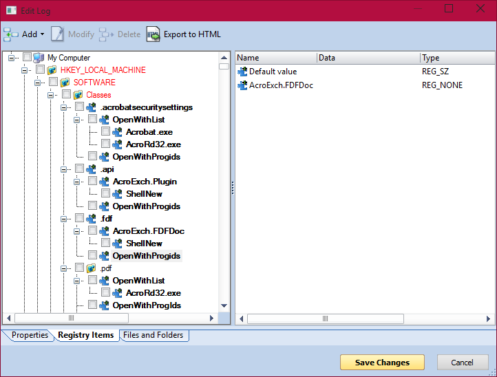 Right click, view log