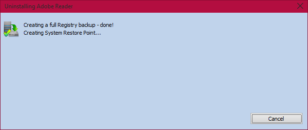 Uninstall in progress