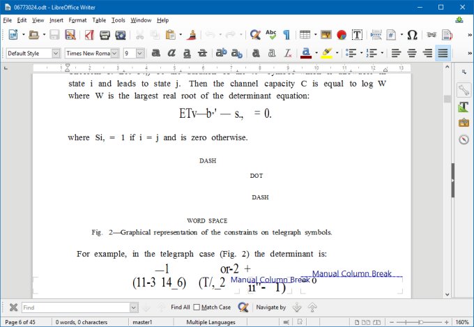Complex document, equations