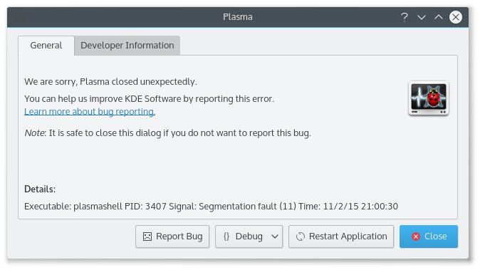 Plasma crashes in the live session