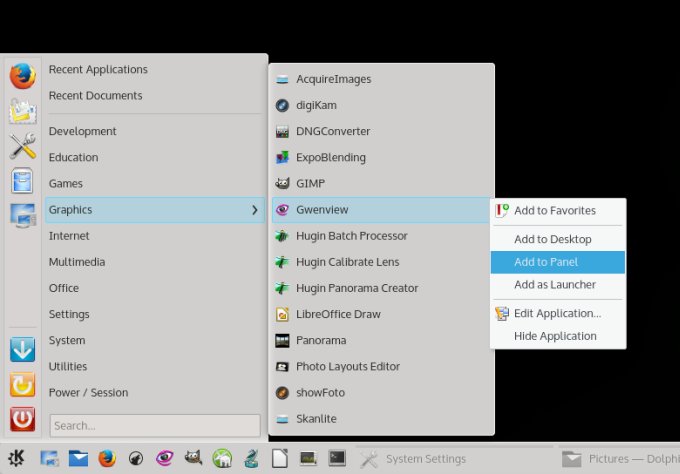Add shortcuts to panel
