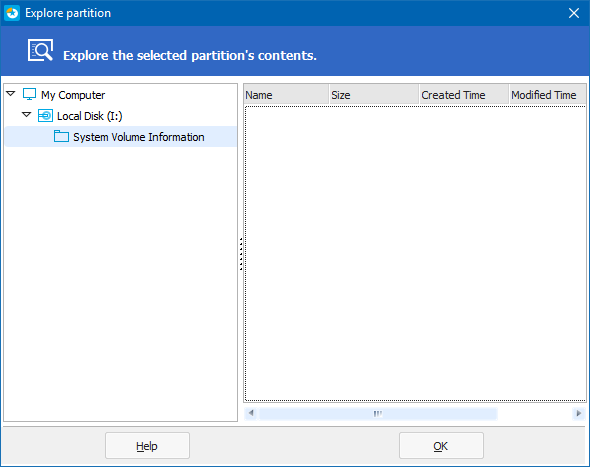 Explore partition contents