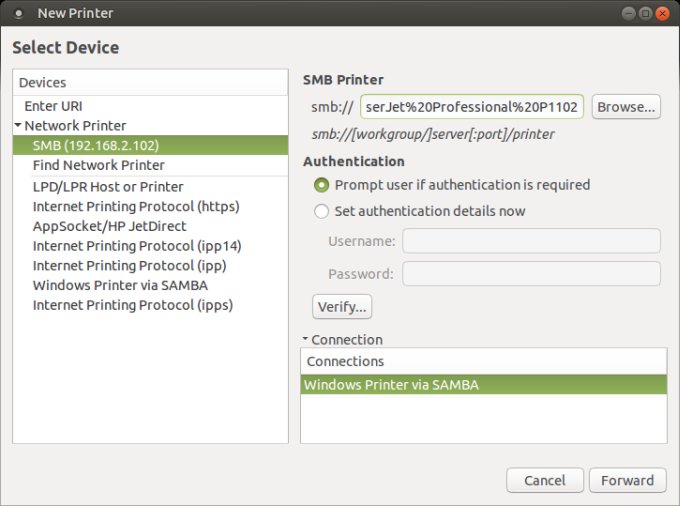 Samba printing works