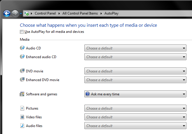 CP, Autoplay settings
