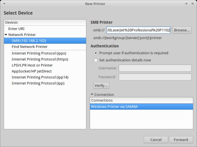 Samba printing works