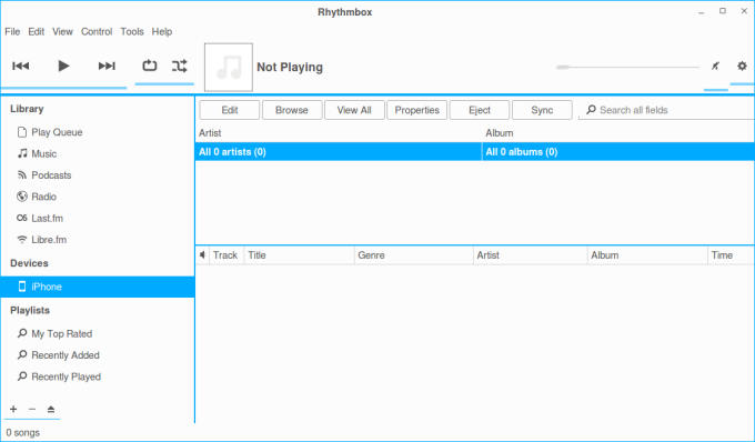 iPhone, empty, no music files