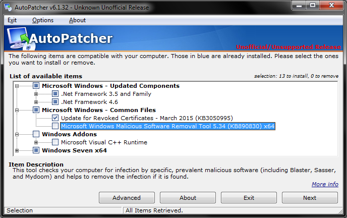 Additional stuff, select
