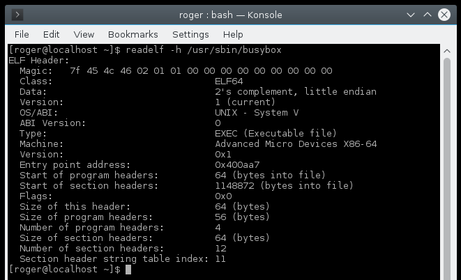 Readelf, header