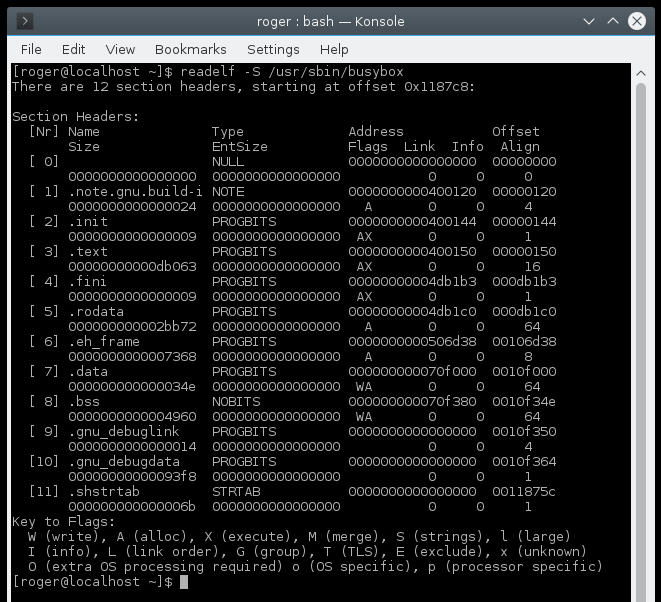 Readelf, section headers