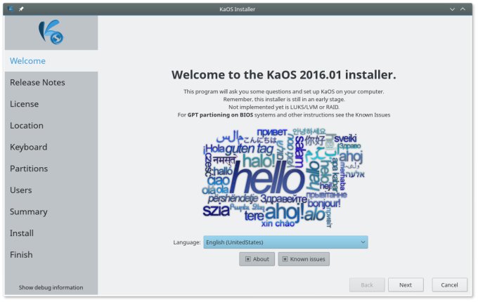 Installer, welcome step