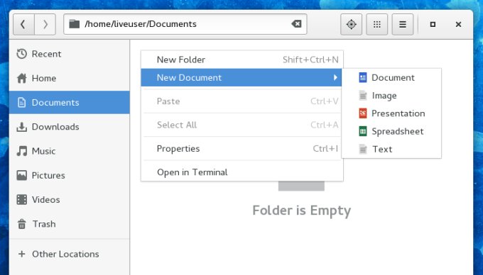 Right click, create files