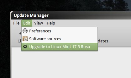 Menu, upgrade option