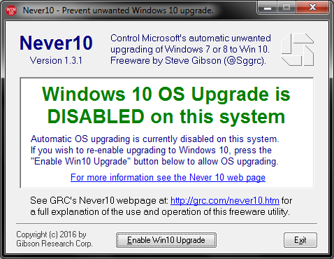 Never10, main view, upgrades disabled