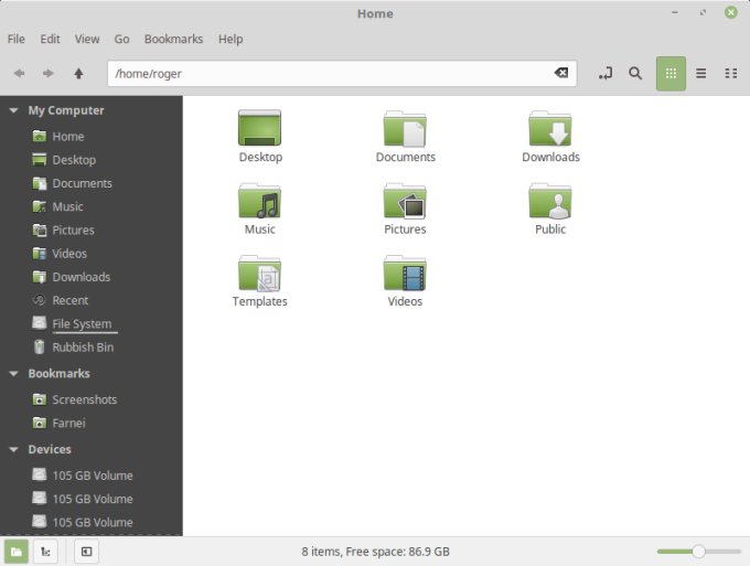 Mint Y, file manager
