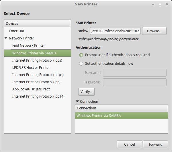 Samba printing works eventually