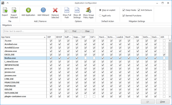 Untick EAF and EAF+ mitigations