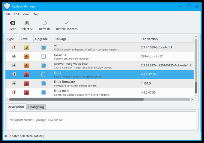 Updates, level 5 not selected
