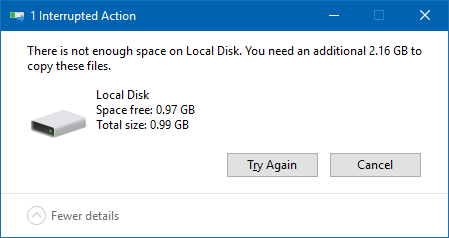 Not enough space
