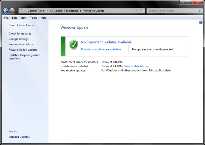 Cumulative updates completed