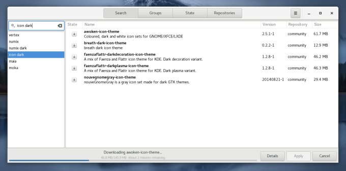 Pamac works, installing new software