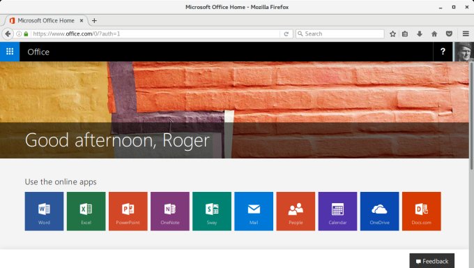 MS Office, welcome page