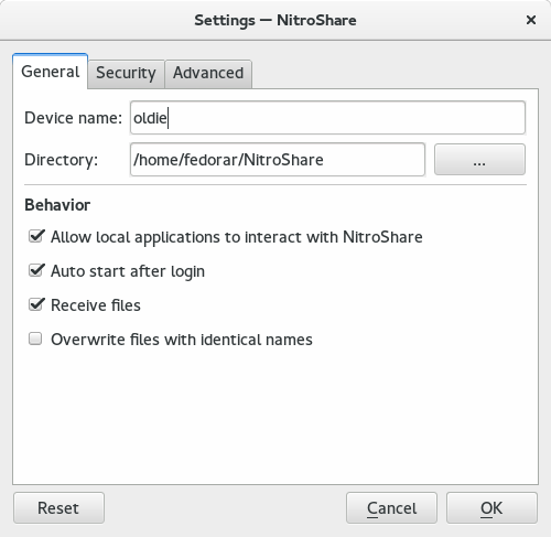 Settings, Fedora