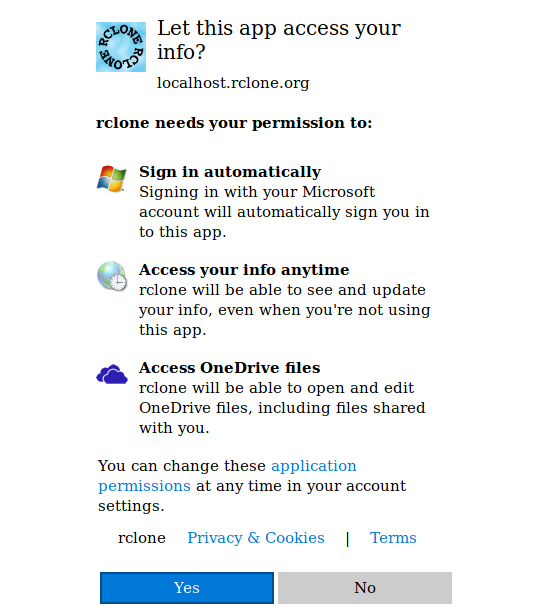 OneDrive access, approve app