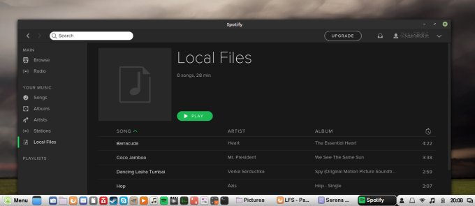 Spotify, local files crash
