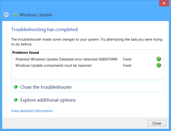 Troubleshooter claims problem fixed