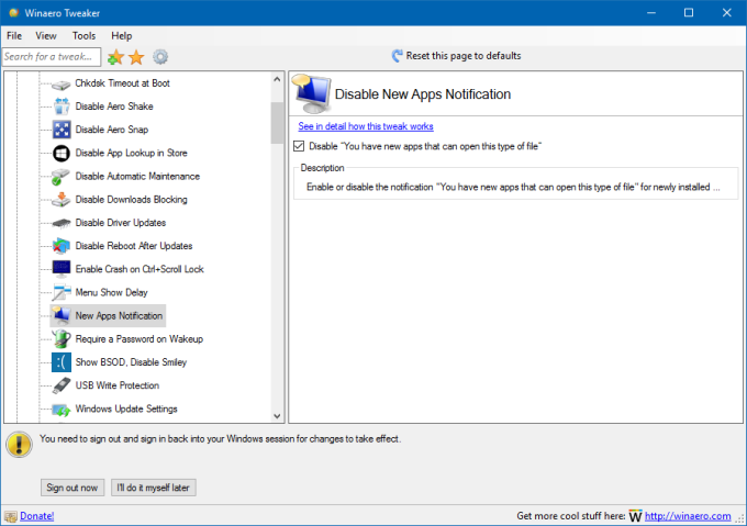 New app notification