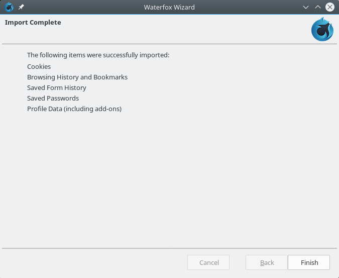 Imported user settings