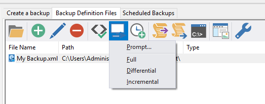 Run from def files, type of backup
