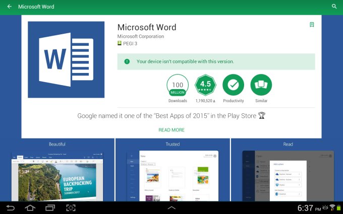 MS Office, unsupported