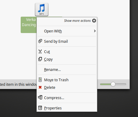 File manager, more actions