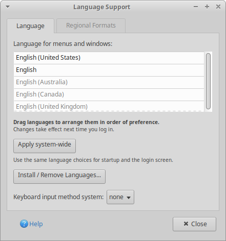 Drag 'n' drop languages