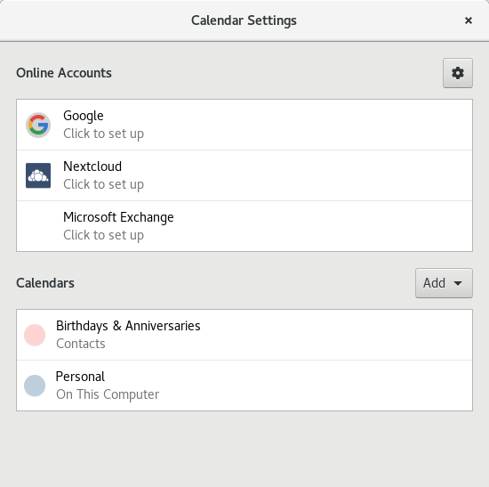 Calendar offers MS exchange, but my account is already set up