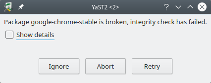 Chrome install error