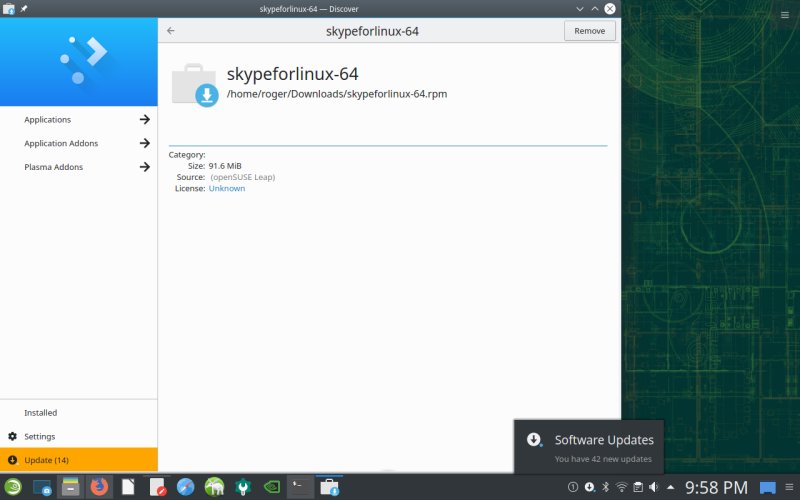 Updates available, bogus Skype install via Discover