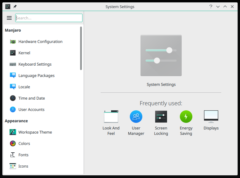 Settings, special section