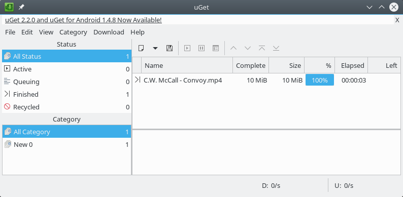 Uget, main interface
