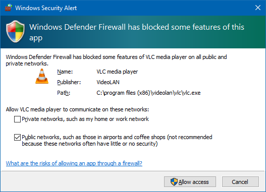 Scan devices, firewall prompt